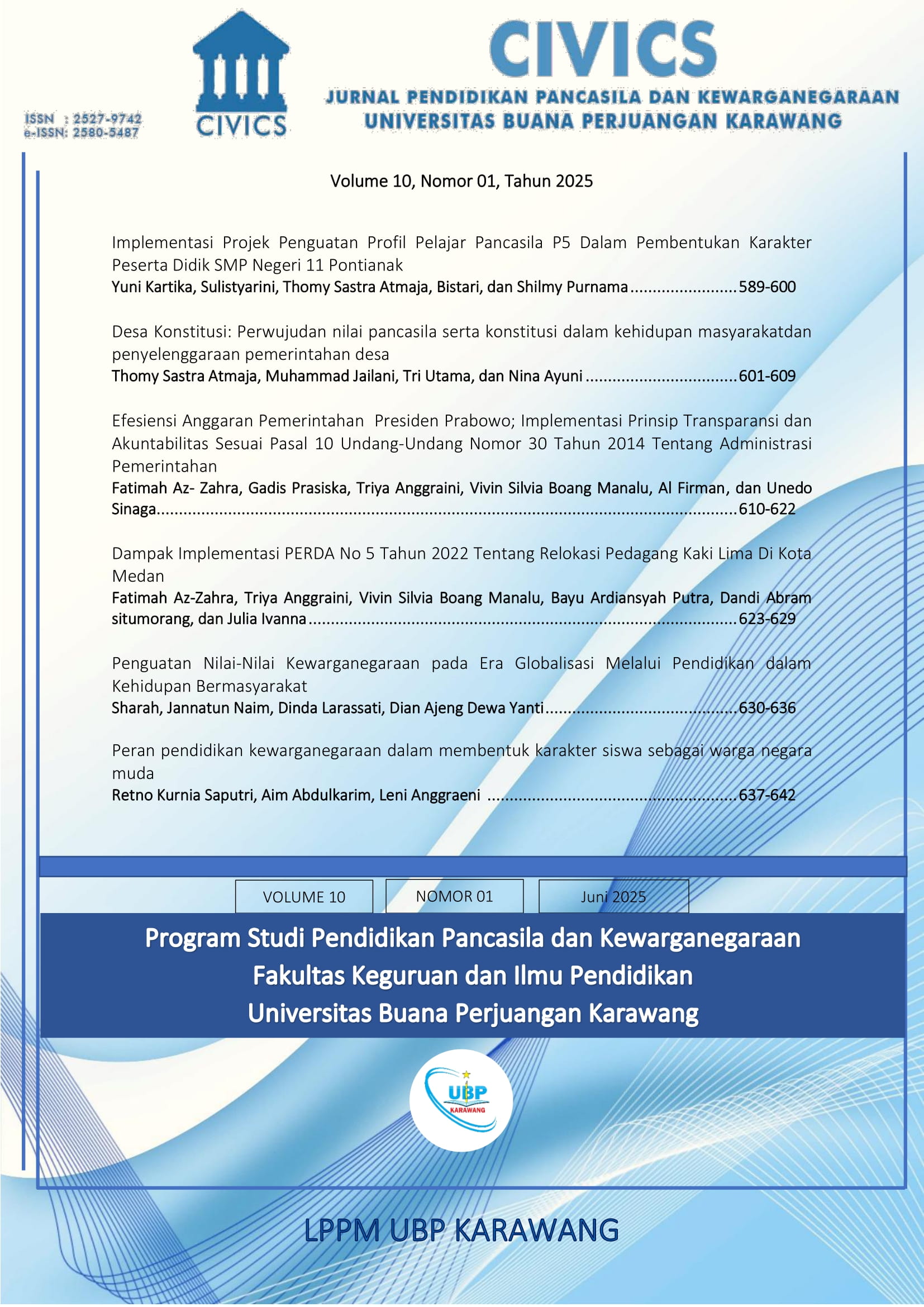 					Lihat Vol 10 No 01 (2025): CIVICS
				